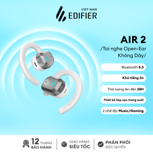 Tai nghe Open-Ear Không Dây EDIFIER Air 2 | Khử Ồn Đàm Thoại | LED RGB | Vỏ Hộp Trong Suốt - Bảo Hành 15 Tháng