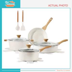 SENSARTE Induction Ready Ceramic Nonstick Cookware Set 13-pcs Non-toxic Pots and Pans Set