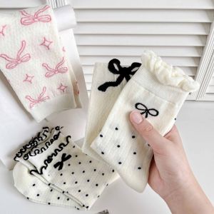 2024 Spring/Summer Sweet Lolita Ballet Style Ultra Thin Breathable Womens Lace Bow Socks Kawaii Girl Hollow Mesh Anti Pilling Pile Socks Gifts