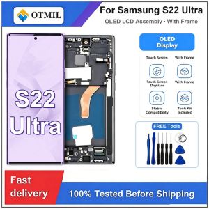 OLED For Samsung Galaxy S22 Ultra 5G With Frame Zero Dead Pixel S908B S908E S908N LCD Display Touch Screen Digitizer Assembly