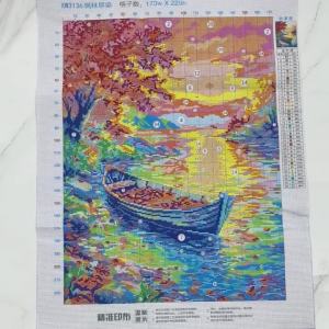 A sunset boat scenery cross-stitch kit DIY craft material pack printed embroidery suitable for living room decoration