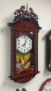 Đồng hồ treo tường quả lắc màu gỗ loại lớn  mẫu mã sang trọng chất lượng đẹp: F36 - Tặng kèm pin và Móc Treo