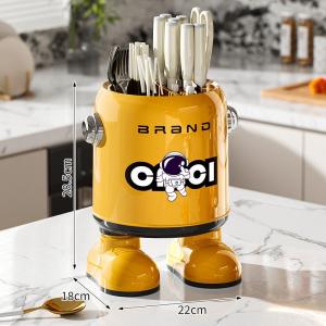 Large Capacity Kitchen Knife Holder Multifunctional Space Man Storage Rack Integrated Design Home Use Cooking Utensil Organizer
