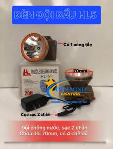 Đèn đội đầu HL5ánh sáng trắng/vàng lặn sâu đến 50m tích hợp 3 chế độ sáng
