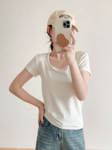 Áo Thun Tay Ngắn Cổ Vuông Lenzing Dành Cho Nữ Mùa Hè Dáng Ôm Mềm Mại Thấm Hút Mồ Hôi Chất Liệu Cotton Polyester