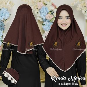 Hijab Misty Jilbab Renda Instan Terbaru 2022 Bahan Rayon Misty Tebal (Renda Merica)