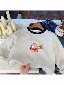 Cartoon Print Long Sleeve Childrens T-Shirt Pure Cotton Casual Loose Base Layer Top for Boys And Girls Baby Clothes