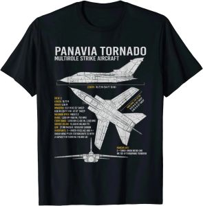 Tornado Aircraft RAF Jet Fighter Airplane Blueprint Warplane Men T-Shirt Short Casual Men Cotton Tee Streetwear Oversize T Shirt