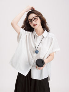 Bộ Áo Sơ Mi Tay Ngắn và Quần Culotte Dây Đàn Hồi Phong Cách Đơn Giản Elegance Cho Phụ Nữ