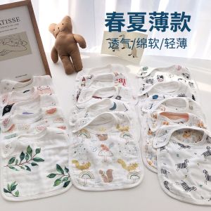 Newborn Baby Bamboo Cotton Six Layers Small Bibs Toddler Infant Saliva Towel Three Button Neck Cover Soft Comfortable Breathable