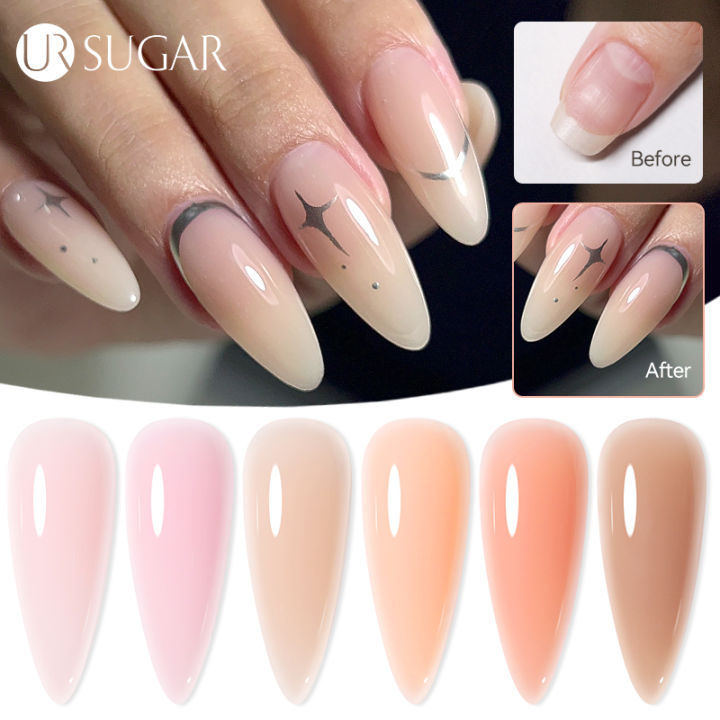 UR SUGAR Milky White Clear Pink Color 15ml Jelly Extension Nail