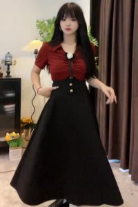 plus Size French Hepburn Style Slimming Top Women Summer Fat MM Belly Cover Waist High Sensation Large Skirt Fishbone Skirt Set