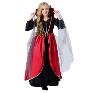 Lilysshop Kids Girls Halloween Costumes: Retro Flare Sleeve Long Princess Witch Dress & Royal Vampire Cosplay