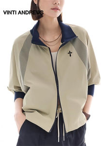 Patched Rib Slim Fit Raglan Jacket Spring and Autumn Loose Top