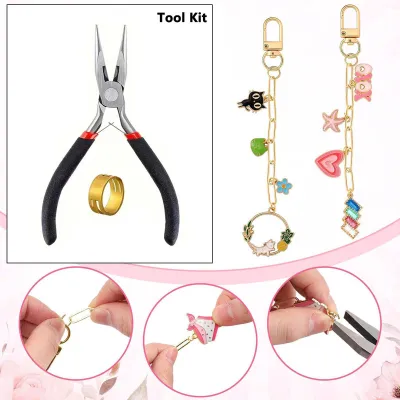 500 Pieces DIY Lipstick Keychain Jewelry Making Kit Alloy Pendants Extension Chain Jewelry Pliers Drop Shipping Available