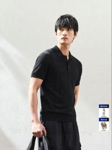 Summer Business Casual Mens Polo Shirt Black