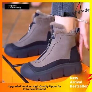 Winter Cotton Shoes High Top Womens Boots Comfortable Lightweight Zipper Style Daily Warmth Synthetic Leather Upper Boot