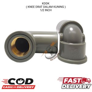 KDD KNEE DRAT DALAM KUNINGAN 1/2 INCH DENGAN KUALITAS TERBAIK / BELOKAN PIPA PVC DRAT DALAM KUNINGAN