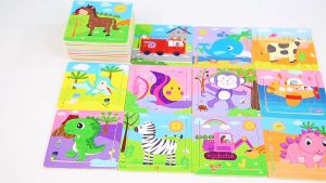 Satu Keluarga Mainan Edukasi Puzzle Anak 9Pcs Karakter Hewan dan Kendaraan M167 Wooden Toys Puzzle