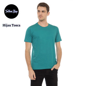 Kaos Polos Pria Oneck Lengan Pendek Bahan Katun Combed 30s Warna Hijau Tosca