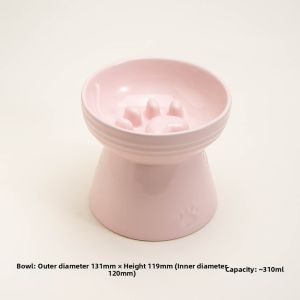 Petdebby | Slow Eating Elevated Ceramic Cat Bowl Anti Choking Neck Protection
