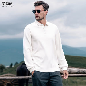 เสื้อโปโลแขนยาว Enjeolon สำหรับผู้ชาย ทรงหลวม ผ้าโพลีเอสเตอร์ ผ้าฝ้าย ผ้าอะคริลิก ทรงปกติ ฤดูใบไม้ร่วง 2024 ลำลอง สำหรับผู้ชาย