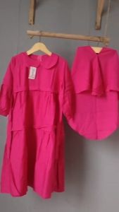 Gamis Anak Perempuan Latifa Polos Kerah Polos Katun Linen Usia 3 - 12 Tahun Gamis muslimah  anak perempuan