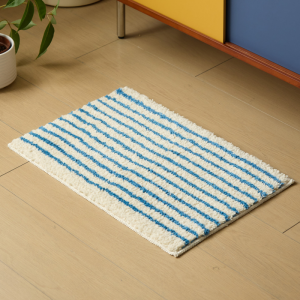 VIKAMA Minimalist Striped Plush Carpet Non Slip Absorbent Bathroom Mat Soft Bedside Rug Bedroom Home Decor