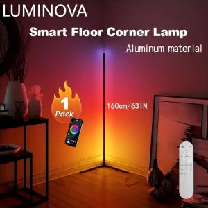 RGB Floor Corner Lamp 160CM 63”Smart LED Light with App and Remote Control Color Changing Ambience Light with Music Sync