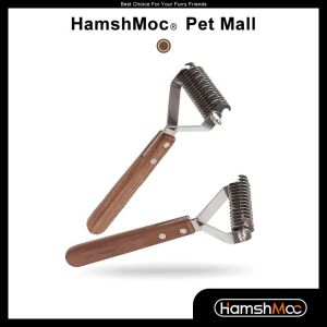 HamshMoc Pet Dog Brush Undercoat Rake Deshedding Tool for Long Haired Dogs & Cats Detangler for Grooming Fur Dog Comb
