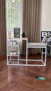 Rak Sepatu Aesthetic Besi Minimalis dengan Bangku Duduk | (SINJA by Talinma)