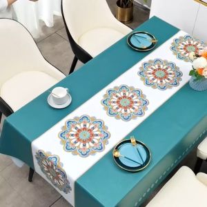 6/8/10 seater pcv Christmas Table Cloth Table Mantle Waterproof Cover Outdoor Dining Table Cloth