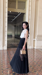 EMROSE Chân váy maxi dập ly phối ren Carna maxi skirt