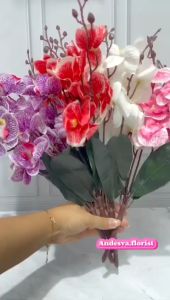 bunga anggrek orchid 5 cabang / bunga hias artificial anggrek plastik / bunga dekorasi