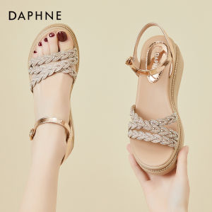 รองเท้าแตะส้นสูงแบบ Bohemian Daphne สำหรับผู้หญิง ทรงหัวแหลม สายรัดข้อเท้าแบบผูกเชือก ทรงหัวแหลม ส้นสูง รองเท้าแฟชั่นฤดูร้อน