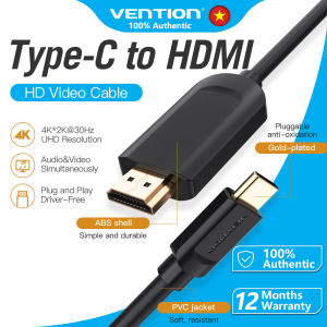 Cáp Chuyển Đổi Type-C Sang HDMI Vention 2m - Hỗ Trợ Độ Phân Giải 4K@30Hz - Truyền Hình Ảnh Âm Thanh Rõ Nét - Tương Thích MacBook Samsung Điện Thoại - Hàng Chính Hãng