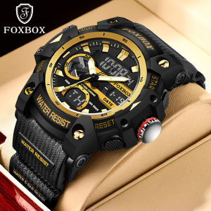 LIGE Jam Tangan Digital untuk Pria Foxbox Asli Jam Tangan Olahraga Anti Air Alarm Bercahaya Dua Waktu dan Tanggal