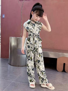 Girls Summer Outfit Set Trendy Childrens Clothing Two-Piece Ensemble for Ages 5-14 Fashionable Lightweight Kids Wear
