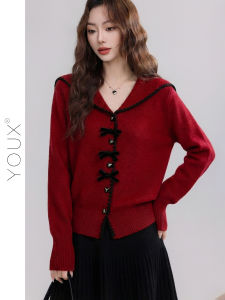 YOUXIANG | Áo Cardigan Len Cổ Hải Quân Mừng Năm Mới