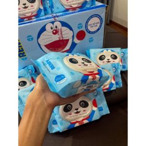 Khăn giấy ướt Doremon không mùi chính hãng 120 tờ date xa.