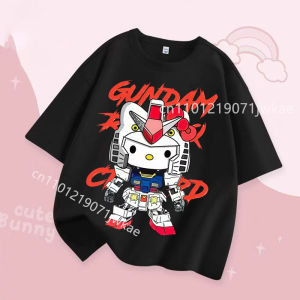 52TOYS | Trendy Kids Street Tee Hello Kitty Cartoon Printing Shirt Cute Cartoon for Boys Girls Summer Casual Crew Neck Wear 3-14Y