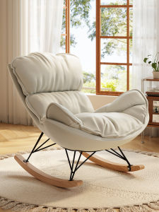 Swinging Chair Lounger Sofa Bed for Sleeping Balcony Living Room Leisure Metal Frame Leather Seat All Ages Can Use No Adjustment