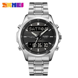 SKMEI 2049 Sport Quartz Digital Business Watches Stainless Steel Wristwatch Mens Waterproof LED Electronic Relogio Masculino