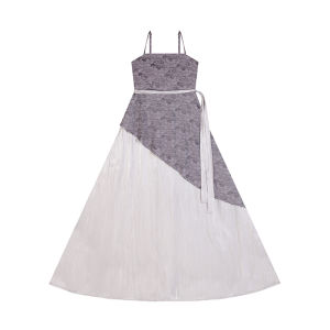 Silk Luster Embroidered Butterfly Waist Dress Womens Two-Piece Set Long A-Line Skirt with Strapless Gown Traditional Chinese Style