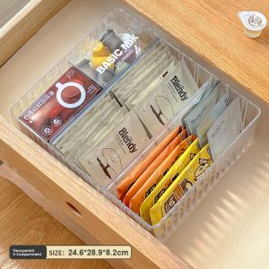 Tea Bag Drawer Organizer Divided Storage Box Capsule Coffee Beverage Hand Brewing Office Desk Organizer Rectangle Plastic Bin