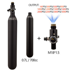 Hpa 0.7L 700cc Lặn bình khí 200bar/3000PSI Xi lanh khí đầu ra 160PSI để 3000PSI Bộ điều chỉnh áp suất cho CO2 Soda nước Scuba