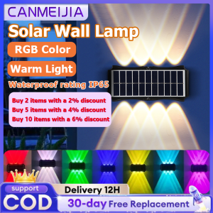 Solar Wall Lamps Outdoor Waterproof Solar Light RGB Christmas Wall Lights Up And Down Luminous Lighting Lamp Energy Conservation Exterior Wall Light Balcony Courtyard Garden Decor Night Light Outdoor Light