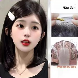 Mái Tóc Giả Tổng Hợp Nhiều Lớp Dài 16 Inch Dành Cho Nữ Chịu Nhiệt Kiểu Bob Có Phần Lưới Phía Trước Màu Nâu Đen Phong Cách Lolita Dùng Cho Cosplay Và Sử Dụng Hàng Ngày