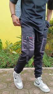Celana jogger pria jogger pocket strip korean style