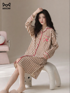 MiiOW | Sweet Plaid Cotton Long Sleeve Cardigan Collar Womens Loungewear